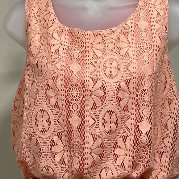 Ya Los Angeles peach lace overlay dress. Size L. 12/14. - Picture 2 of 9